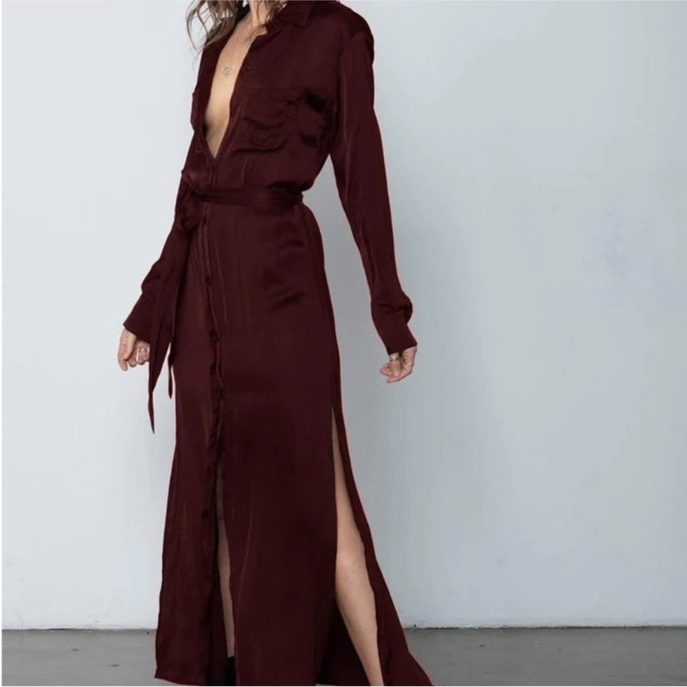EUC Stillwater Darian Shirt Dress in Deep Red (Wine)